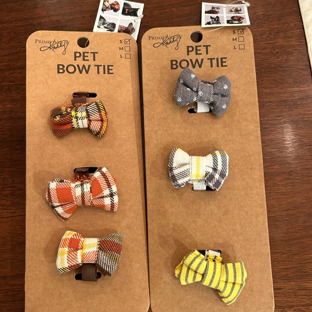 New Primitives by Kathy two set is 3 size small dog cotton fabric bow ties